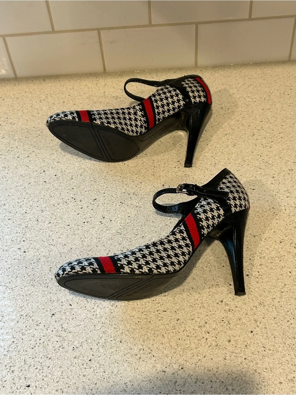 Women's Nine West Heels in Black, White & Red, Size 7M